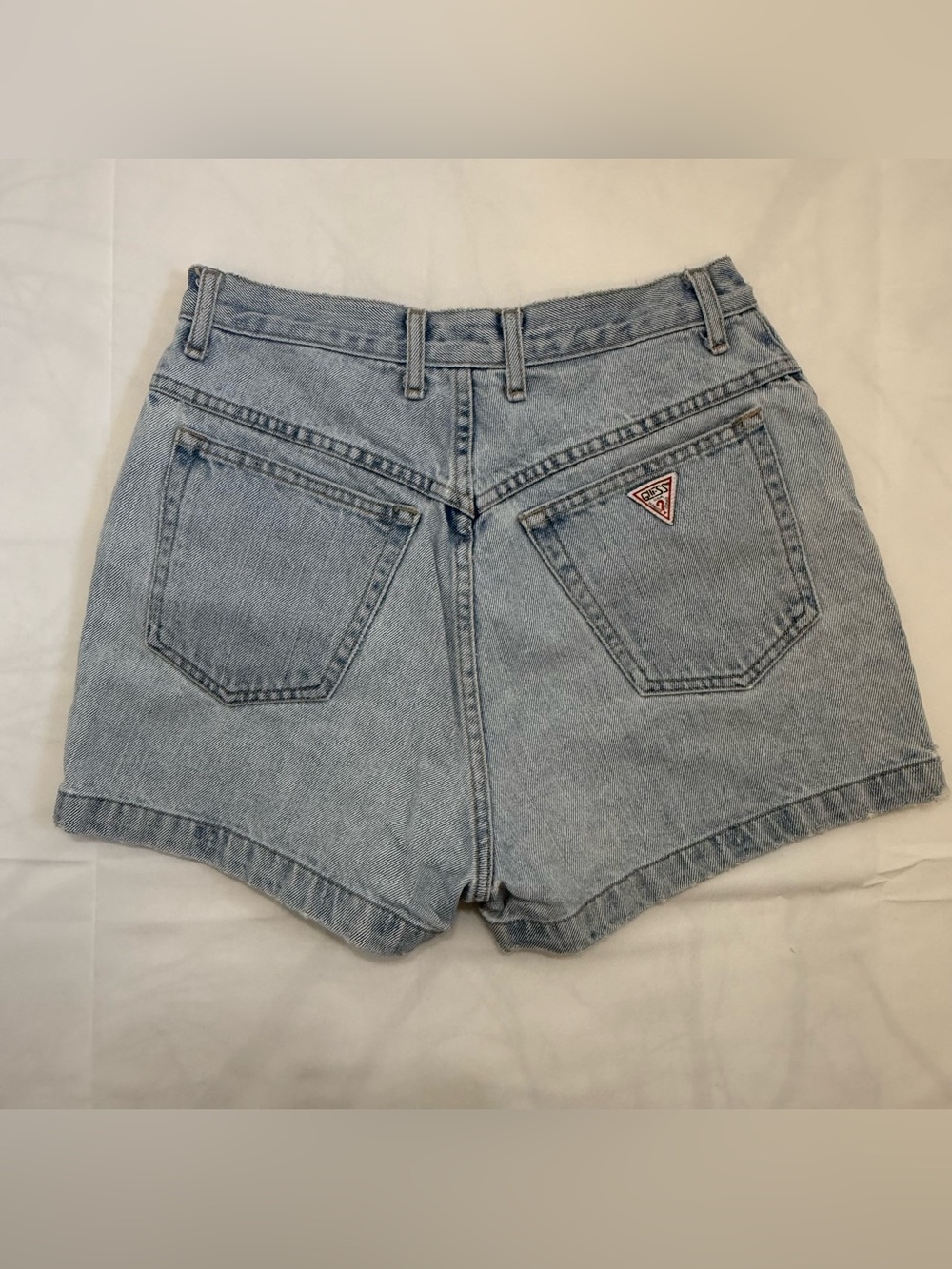 Vintage Guess Light Wash Denim High-Rise Jean Shorts Size 31 Made in USA